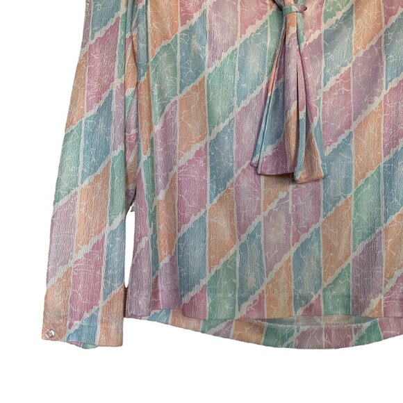 Vintage Devon Bubblegum Pastel Goth Tie Neck Blouse M - Picture 3 of 7